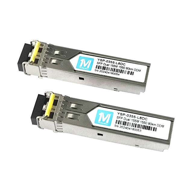 3 155M Duplex 80km 1550nm LC Connector DDM 100BASE SMF Μονάδα οπτικών ινών Pluggable SFP Transceiver