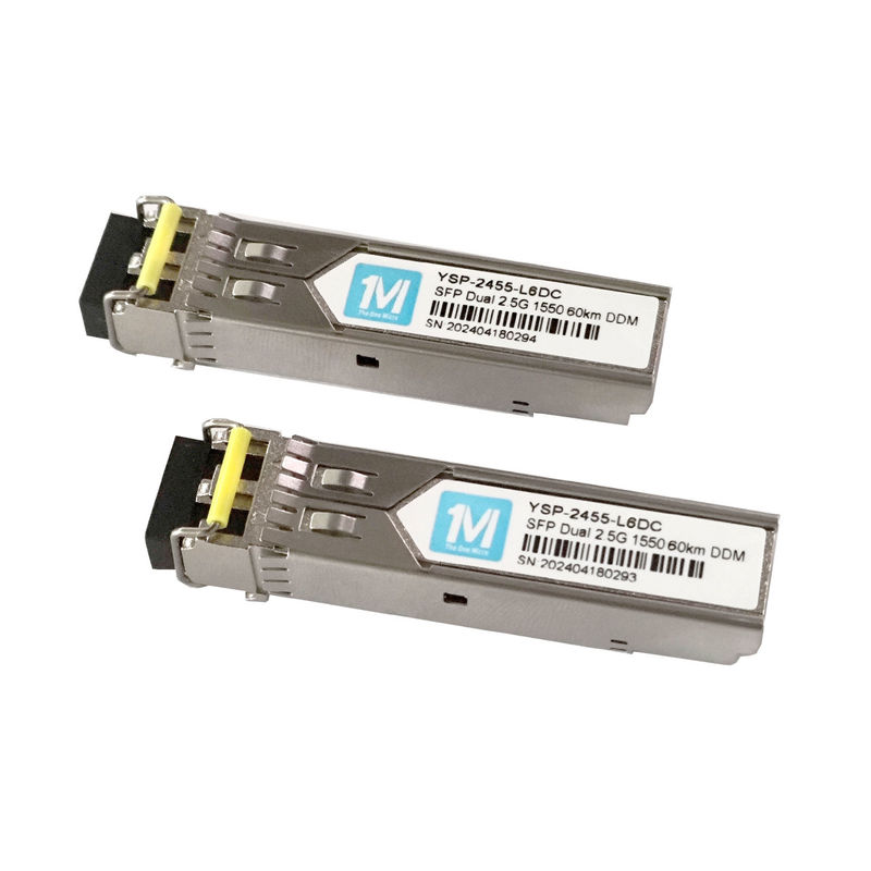 60 χλμ. Απόσταση 2.5G Duplex 1550nm LC Connector DDM SMF Fiber Optic Module Pluggable SFP Transceiver για δίκτυο εύρους ζώνης