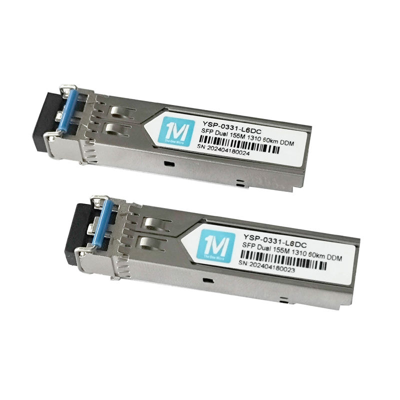 155M Duplex LC Connector DDM 100BASE SMF Μονάδα οπτικών ινών Εναρμόδιος δέκτης SFP για δίκτυο TCP 60km 1310nm Μονάδα