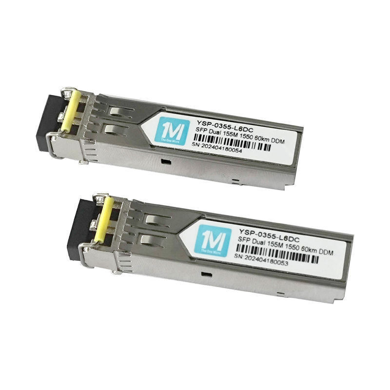 Επικοινωνία δικτύου 155M Duplex 60km 1550nm LC Connector DDM 100BASE SMF Μονάδα οπτικών ινών
