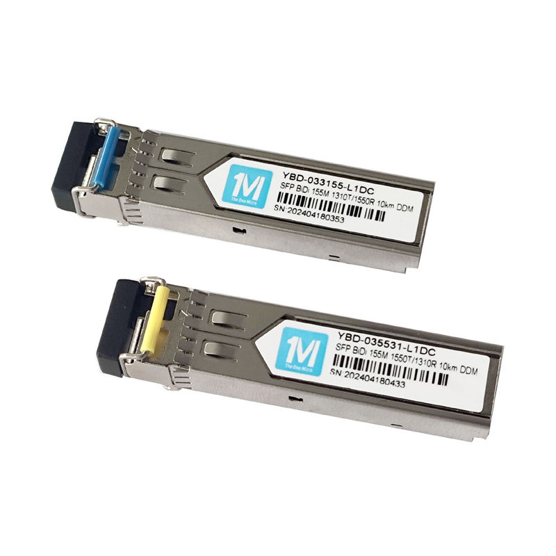 3.3V Δορυφόροι οπτικών ινών 155M BIDI 10km 1310nm/1550nm LC Connector DDM WDM Simplex SFP Module για τη μετάδοση δεδομένων