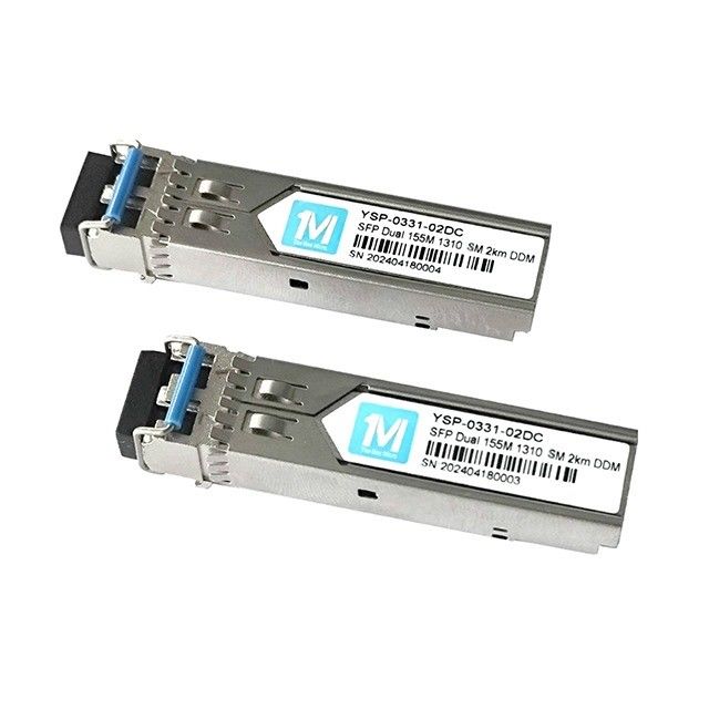 SMF Μοντέλο Οπτικών ινών Εναρμόσιμο SFP Transceiver 155M Duplex 2km 1310nm LC Connector DDM 100BASE